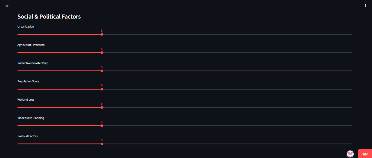 Flood prediction interface screenshot
